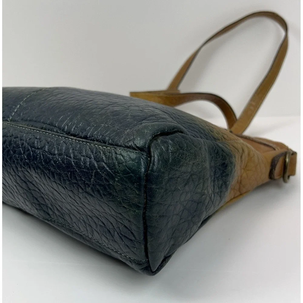 PATRICIA NASH Poppy Italian Leather Satchel Tote Distressed‎ Gradient Brown Blue